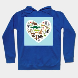 Australian Animals Heart Hoodie